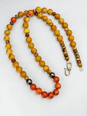 Handcrafted Jasper Gemstone 20.5 Inch Male Necklace Unisex Necklace